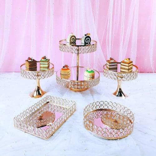 Gold Cake Stand Set Cupcake Tray Cake Tools Home Decoration Dessert Table Decorating Party Wedding Display