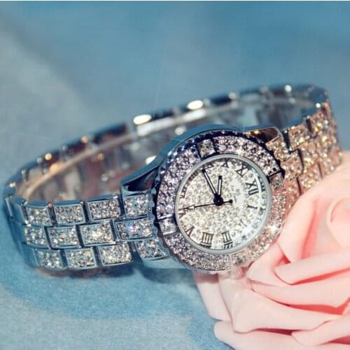 New Arrival Brand Women Steel Band Watch Lady Luxury Jewelry Diamond Watch Rhinestone Bracelet Full Crystal Bangle