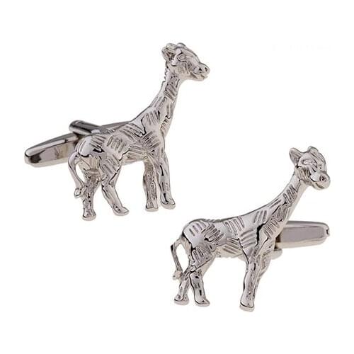 New Arrival Giraffe Cuff Links Silver Color Cute Animal Design Quality Brass Material Mens Cufflinks Free Shipping