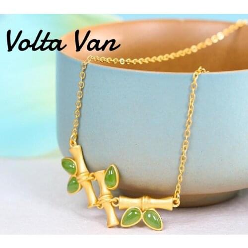 Volta Van Pendant Necklaces 925 Sterling Silver Vintage Natural Jade Fine Jewelry 2021 New Luxury Elegant Concise Necklaces