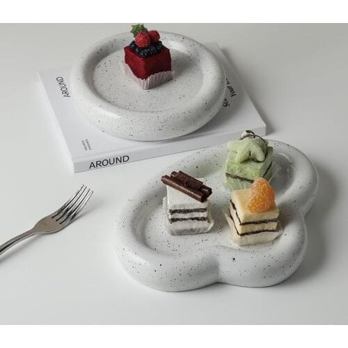 Cutelife INS Nordic Round Ceramics Storage Tray Breakfast Dessert Cake Food Decorative Tray Kitchen Cutlery Jewelry Perfume Tray