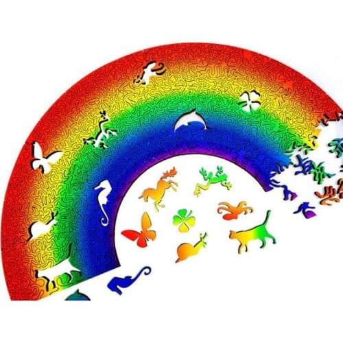Rainbow Animal Shape Jigsaw Puzzle New Wooden Puzzle Infinite Loop Specific Diy Board Game Kids Adult Interaction Toys Gifts