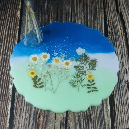 DIY Crystal Epoxy Silicone Mold Resin Decorative Craft Large Round Tray Handmade Mirror Silicone Swing Table For Jewelry