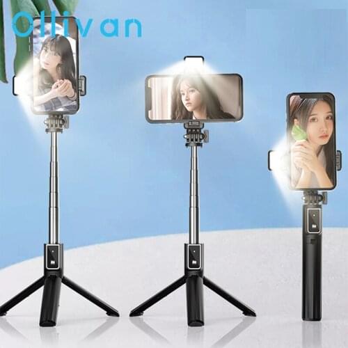 Selfie Stick Bluetooth Wireless Selfie Stick Stand Mini Tripod Extendable Monopod With Fill Light Remote Shutter For iOS Android