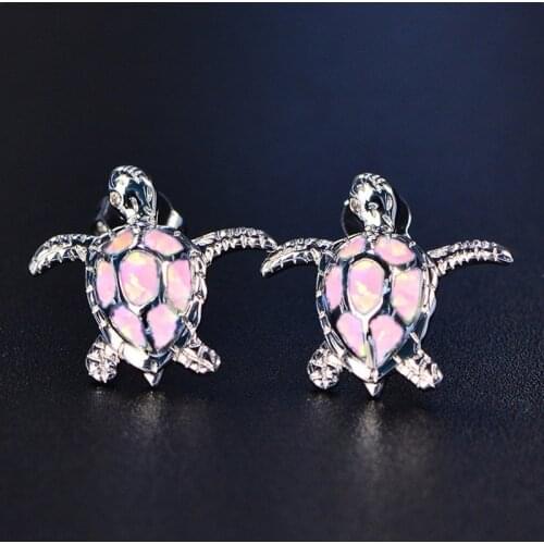 Modern Womens Earrings 2021 Cute Sea Turtle Stud Earring For Women Accessories Fashion Imitation Opal Earrings Beach Jewelry
