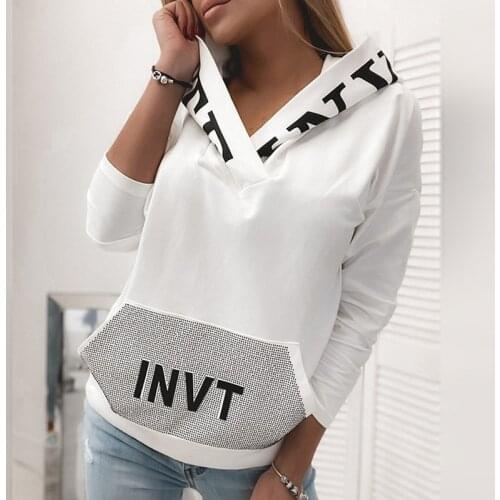 Streetwear Hoodies Women Letter Print Sweatshirt Autumn Casual Long Sleeve Pullover Tops Lady Winter Hooded Collar Kawaii Blusa