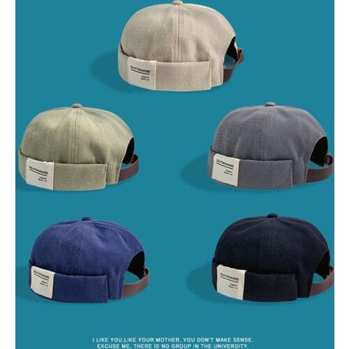 2021 Vintage Brimless Hat Docker Cap Women Men Cap Dome Hat Beanies Hats For Men Short Skull Cap Crimping Bonnet Caps