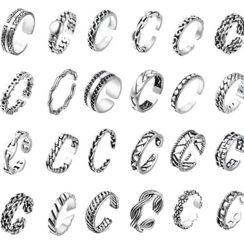 Black Antique Thai fashion Retro Rings For Women Men Adjustable Finger Toe Ring Slavic Viking Vintage Jewelry Turkish Ring Gift