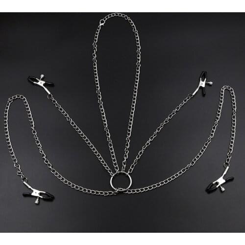Adults Bdsm Nipple Clamps Metal Chain Clit Sex Collar Restraints Bondage Slave Nipple Clamp Breast Labia Clip Fetish Sex Toys