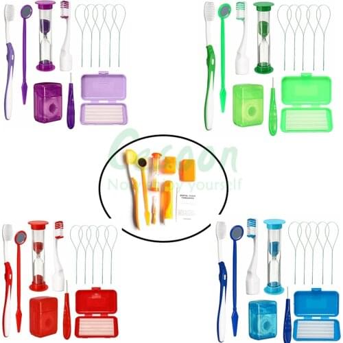 Cesoon 8 Pcs/Pack Dental Care Toothbrush Kit Orthodontic Teeth Oral Cleaning Tools