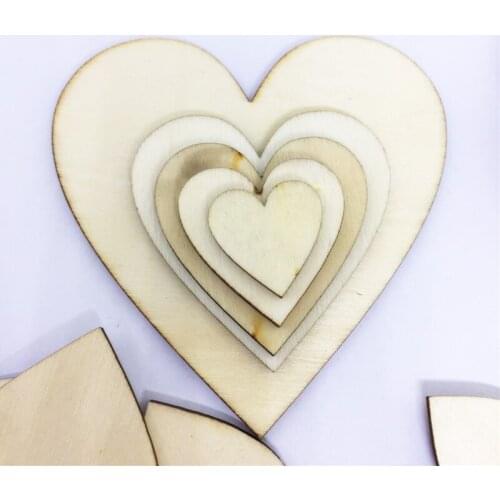 New 10/25/50/100pcs DIY Blank Heart Wood Slices Discs Wood Heart Love Blank Unfinished Natural Crafts Supplies Wedding Ornaments