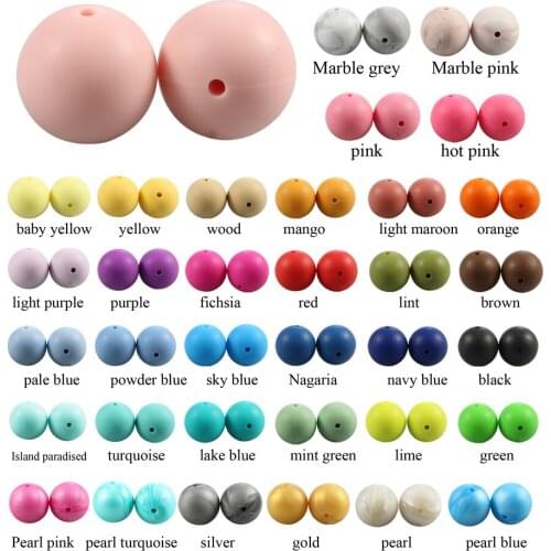 10MM/1000PCS Silicone beads Fashion DIY Teething necklace DIY Food grade Silicone DIY Beads Teethers 40 colors