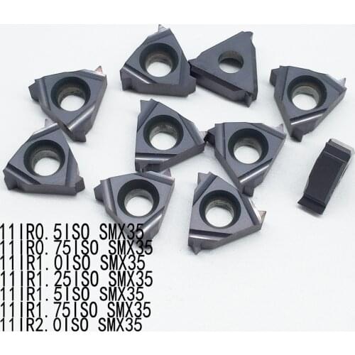 10pcs 11IR0.5 0.75 1.0 1.25 1.5 1.75 2.0 ISO SMX35 Carbide Insert For Threading Turning Tool Boring BAR High cost performance