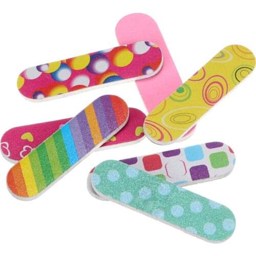 10 pcs Double Mini Sided Professional Nail Files Nail Buffer Slim Crescent Grit