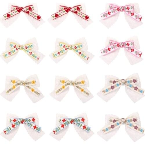10pcs/Lot Floral Embroidery Bow Hair Pins Butterfly Hair Accessories Hair Clips Girls Barrettes Kids Hair Styling Tools Headdres