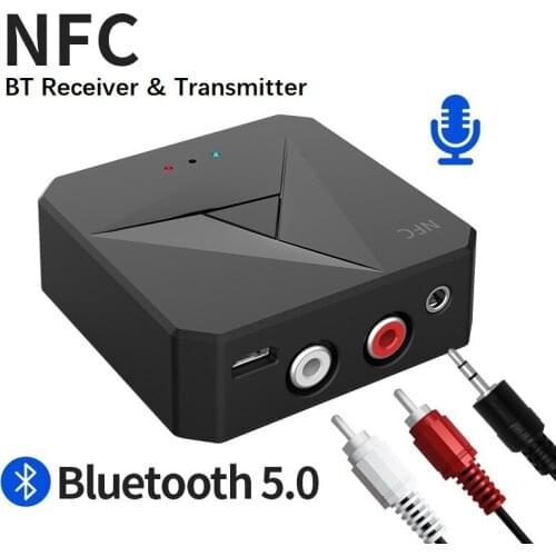 2 In 1 Bluetooth Wireless 5.0 Receiver RCA NFC 3.5mm Jack AUX HiFi Stereo Audio Adapter USB Audio Transmitter For Car Speaker