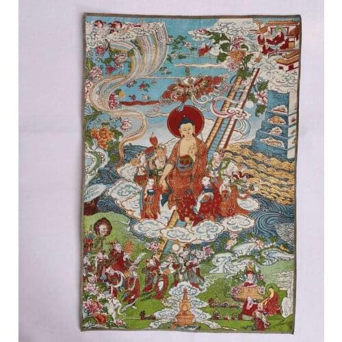 36"Tibet Tibetan Cloth Silk Buddhism Sakyamuni 10000 Buddha Tangka Thangka Mural