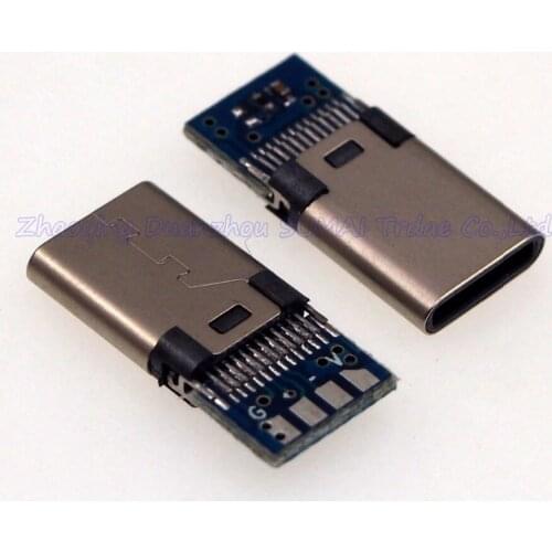5pcs USB Type C 3.0 with PCB board male plug Connector