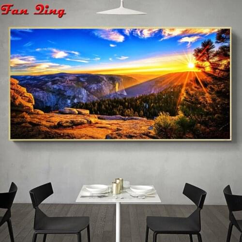 5D Diamond Painting Sunrise In The Mountains Scenery Embroidery Full Square Round Handmade Cross Stitch Rhinestones Home Decor