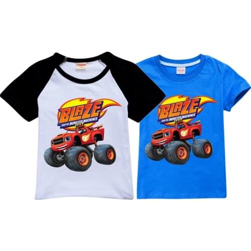 Baby Boys T-shirts Kids Cartoon Blaze Russian Miracle Truck Short Sleeve T Shirt Cotton Tops Tee Girl Children Summer Clothes