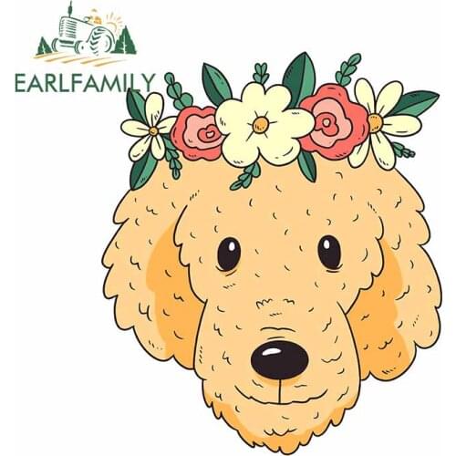 EARLFAMILY 13cm x 10.8cm For Golden Doodle Dog Vinyl Car Stickers Fashion Decal 3D Funny Waterproof Bumper Decals Decoration