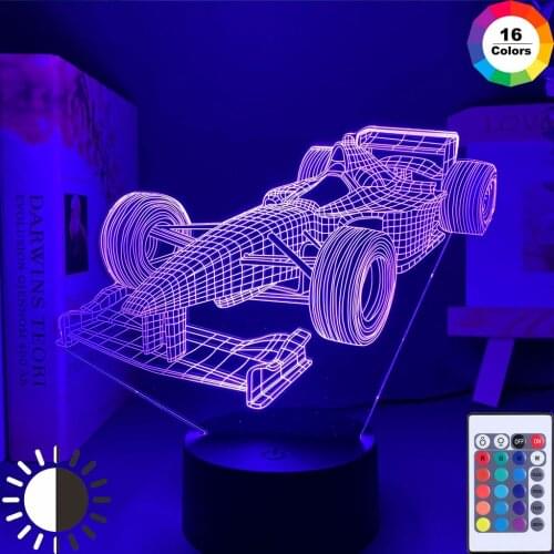 F1 Formula 1 Racing Car 3D Illusion Led Night Light for Child Bedroom Decorative Nightlight Unique Gift for Kids Room Desk Lamp