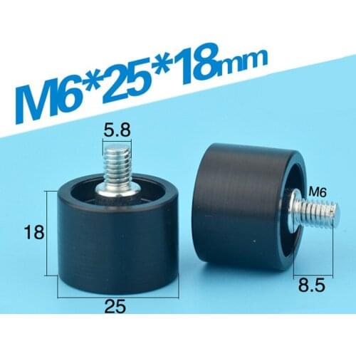 [F6*25*18-C1L9M6]10pcs high quality hot sale flat type plastic 626zz ball bearing wheel M6 screw shaft POM black screw pulley