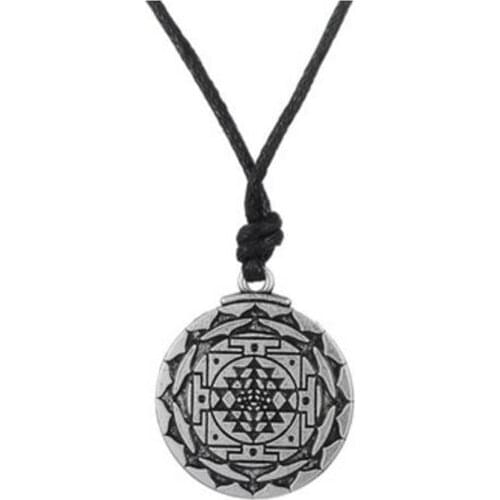 Portugal Mandala CHAKRA 3rd Eye Hindu Goddess Yoga Sri Yantra Wiccan Pagan Punk Men Rope Necklace Jewelery India