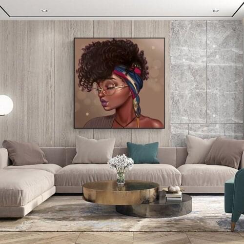 Fashion Black Girl Canvas Painting Posters and Prints Wall Art Cuadros odern Home Decor Picture for Living Room Unframed