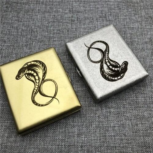 The Cobra Brass Cigarette Case Old Silver Copper Color Vintage Cigarette Boxes Smoking Holders With Gift Boxes Can DIY Patterns