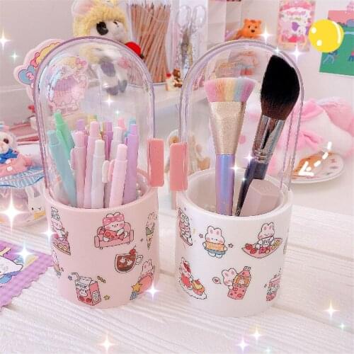 Acrylic nail brush Container Transparent Makeup brush storage bucket with pearl Cosmetic storage box women beauty accessories