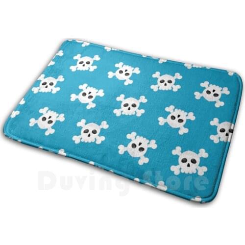 Skulls Carpet Mat Rug Cushion Soft Non - Slip Skull Skulls Blue Bones Cross Bones