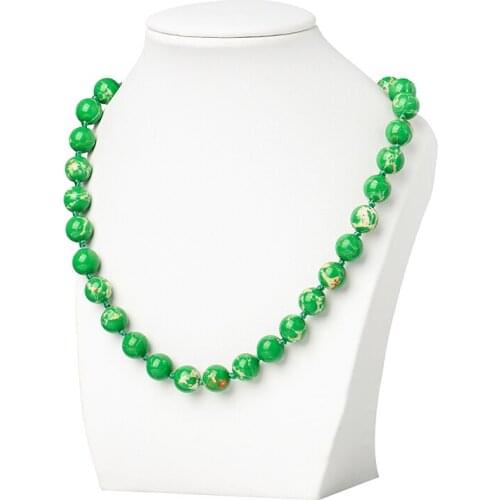 Round Green 10mm Synthetic Emperor Stone Fit Handmade Necklace 18inch jewelry For Valentines Day H423