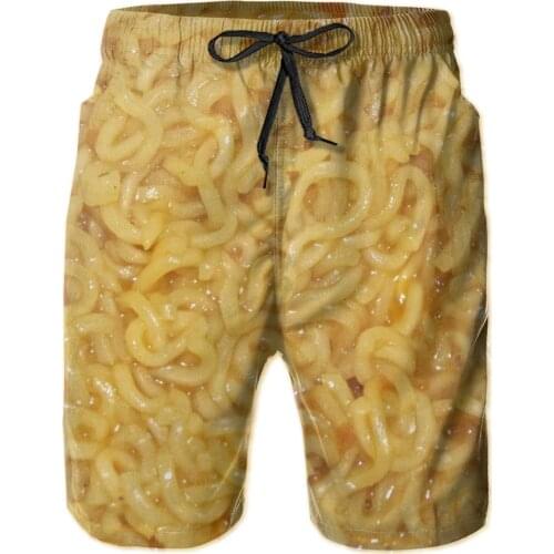 Summer Men Causal Shorts Breathable Quick Dry Geeky Sausage Party,Food Full Printed Casual Noodles (2) Hawaii Pants