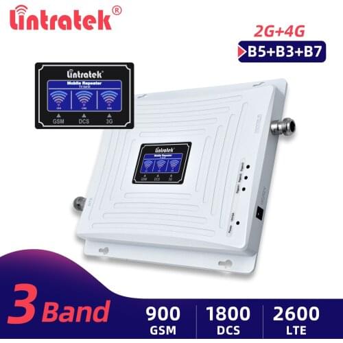 Lintratek Repeater GSM 4G LTE Signal Booster 900 1800 2600 Repeater GSM 900 LTE 1800 4G 2600 Booster GSM 1800 Ampli Tri Band @5
