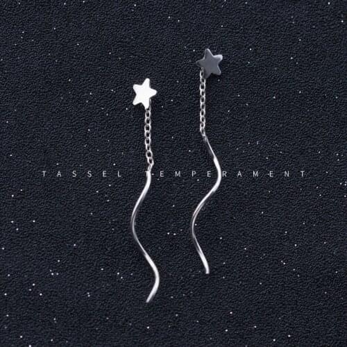 Modian Genuine 925 Sterling Silver Stars Shape Dangle Earrings Fashion Drop Earring for Women Silver Fine Jewelry Girl Gift