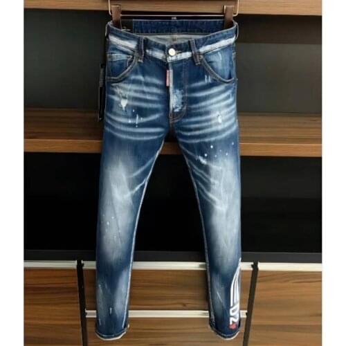 Men DSQ2 Jeans Pencil Pants Motorcycle Party Casual Trousers Street Clothing 2021 Denim Man Clothin 9719