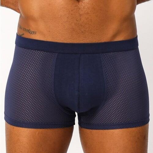 Mesh Boxer Men Underwear Breathable Hole Cuecas Masculina Man Boxers Underpants Boxershorts Homme Cotton Boxershorts Cueca