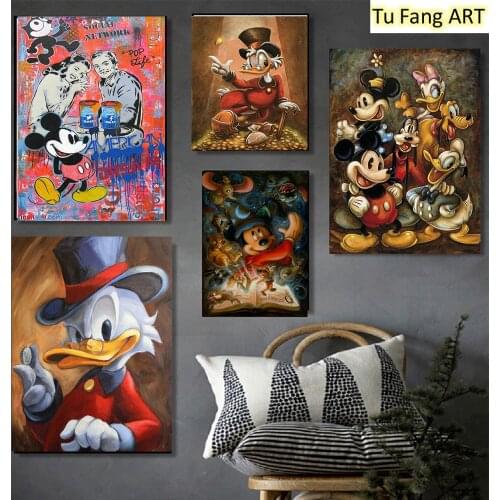 Canvas Painting Wall Art Disney Mickey Mouse and Donald Posters Prints Room Decor Pictures Living Kids Nordic Home Decoration