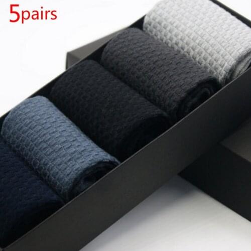 5Pairs / Lot New Bamboo Fiber Men Socks Classic Deodorant Business Brand Crew Socks Men High Quality Casual Compression Socks