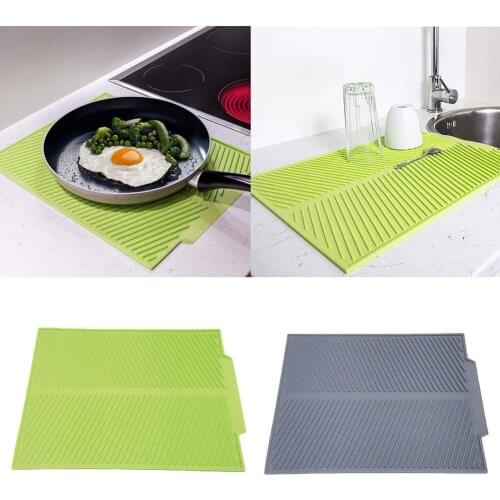 New Rectangle Silicone Drain Mat Drying Dishes Pad Heat Resistant Slip-proof Tray Set Massage Mats For Kitchen Dish Mat