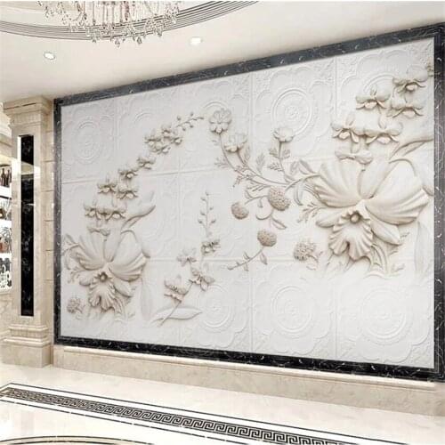 Beibehang papel de pared Custom wallpaper 3d mural rice white simple European embossed orchid 3d stereo TV background wall paper