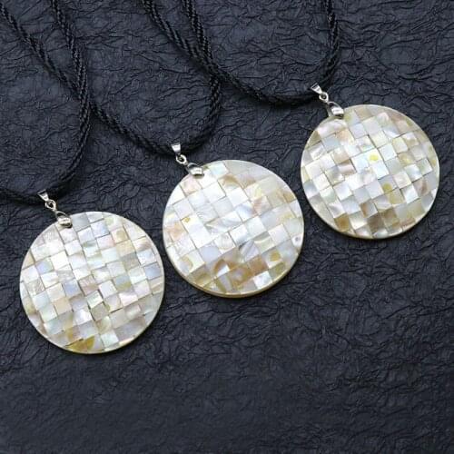 1pc 48mm Big Round Shell Pearl Pendant Necklace Retro Healing Mother of Pearl Shell Natural Freshwater Shell Necklaces Female