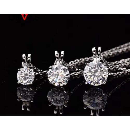 OEVAS Real 1/2/3 Carat D Color Moissanite 100% 925 Sterling Silver Bridal Pendant Necklace Women Sparkling Wedding Fine Jewelry