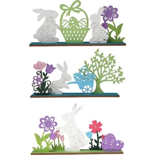 Easter Decorations Wooden Rabbit Bunny Ornament Home DIY Valentines Day Wedding Decor Gift Supplies