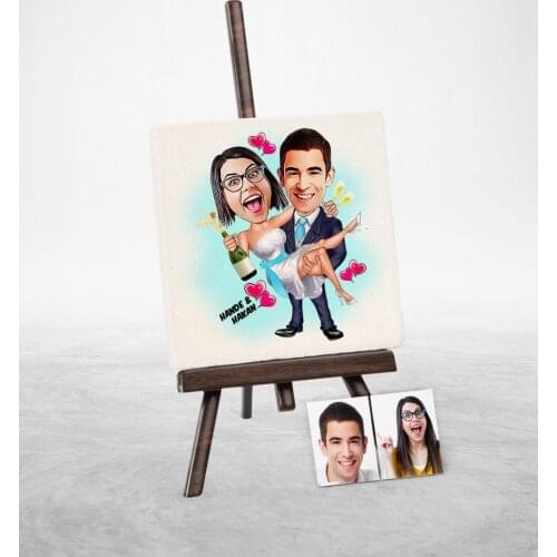 Personalized Maried Cartoon Şovaleli Natural Stone-4