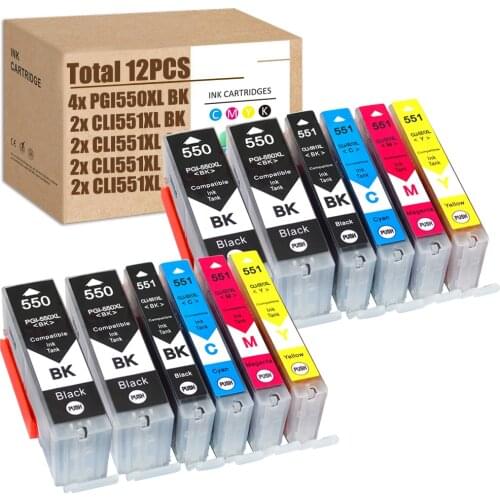 PGI-550XL CLI-551XL Compatible for Canon 550 551 PGI550 CLI551 for Pixma MX925 iP7200 MG5650 MG6350 MG6650 MX725 MX920 MG5550