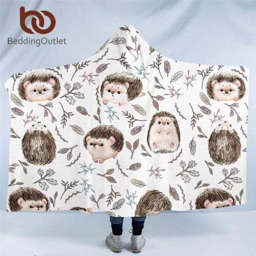 BeddingOutlet Hedgehog Hooded Blanket for Adults Sherpa Blanket Cartoon Animal Wearable Blanket Watercolor Soft Blanket Hoodie