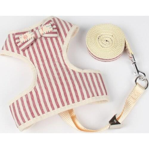 Dog Harness Leash Set Cute Polka Dot Bowknot Puppy Kitten Cat Training Walking Lead Vest For Small Dogs Pug Pet Supplies