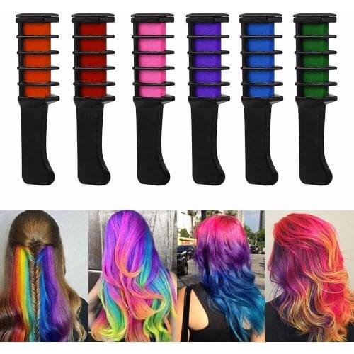 6 Colors Professional Mini Disposable Personal Salon Use Temporary Hair Dye Comb Crayons Hair Dyeing Tool